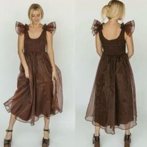 Brown midi tulle dress